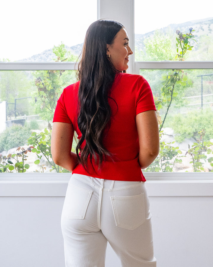 NEW! Ampersand Ave Button Front Lulu Tee - Cherry Ampersand Ave