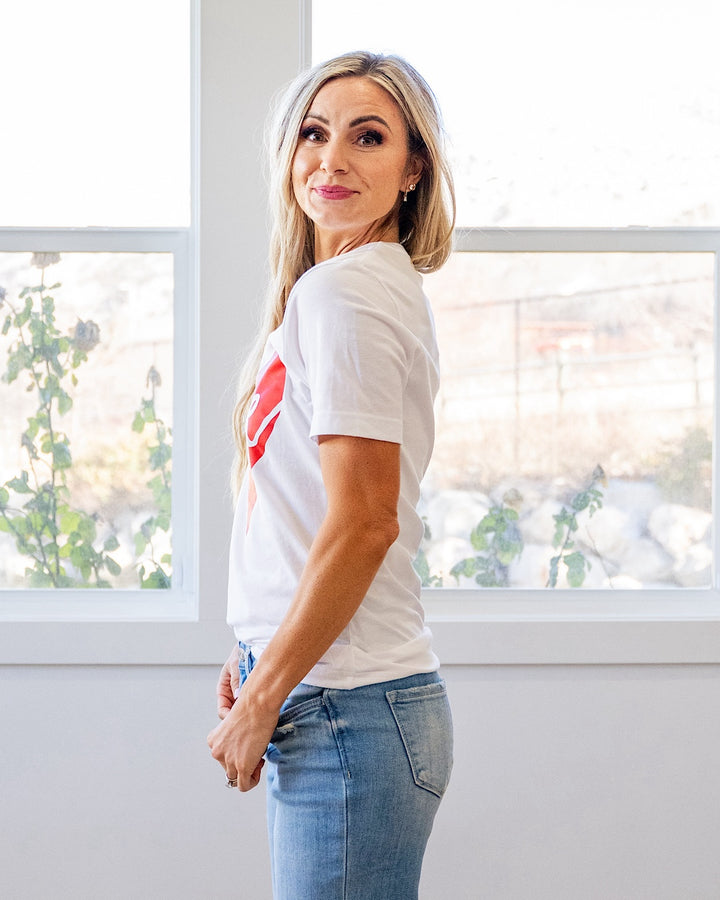 NEW! Love Red Heart White Tee Kissed Apparel