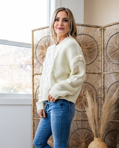 NEW! Madison Cable Knit Braided Detail Sweater - Cream Heyson