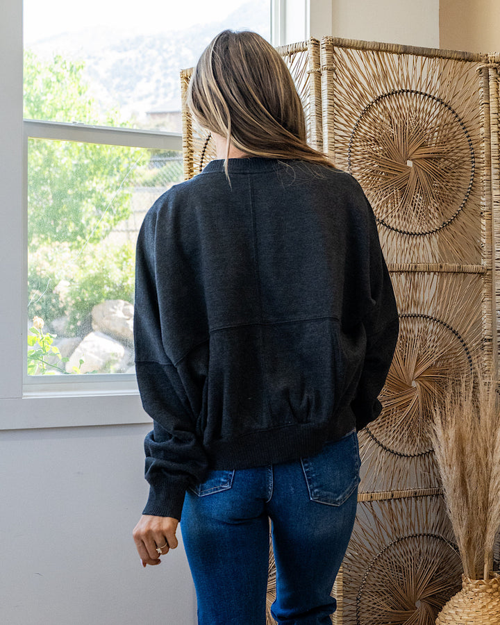 The Go-To Oversized Mineral Wash Fleece Jacket - Black Zenana