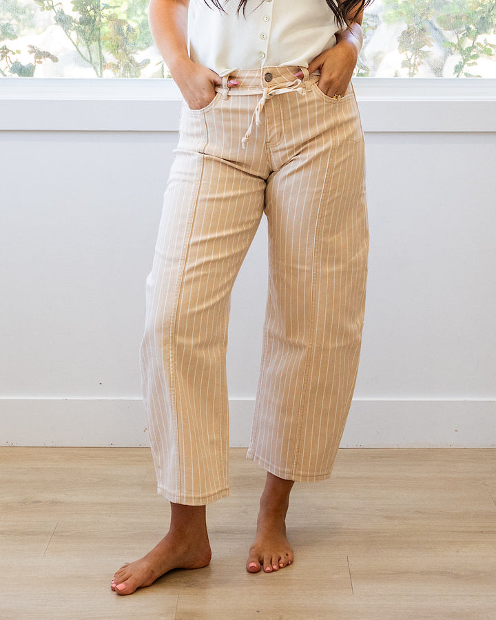 NEW! Lovervet Della Striped Barrel Jeans - Sand Lovervet