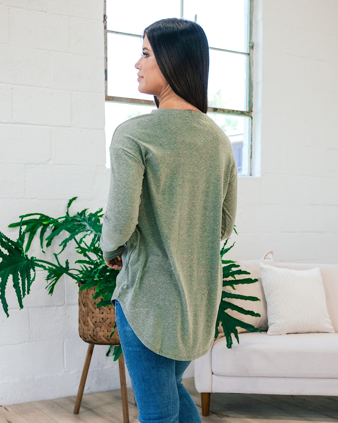 Slub Knit Long Sleeve Top - Light Olive FINAL SALE  First Love   