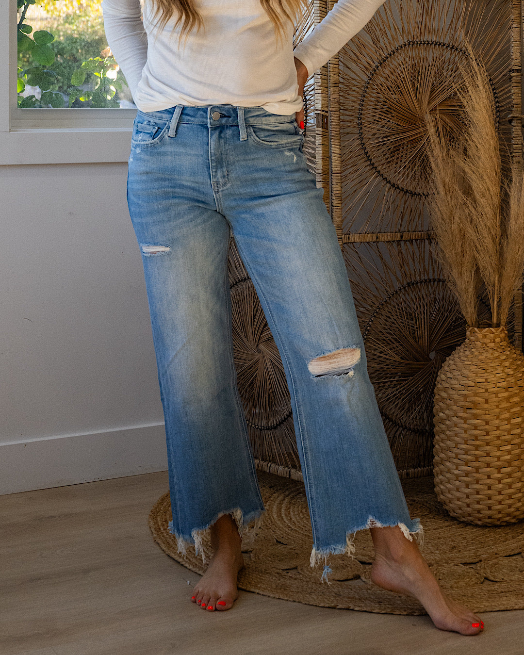 NEW! Lovervet Kaylee Distressed Wide Leg Jeans Lovervet