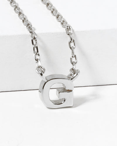 Dainty White Gold Initial Necklace - Pick Your Initial  Trendy Wholesale One Size G 