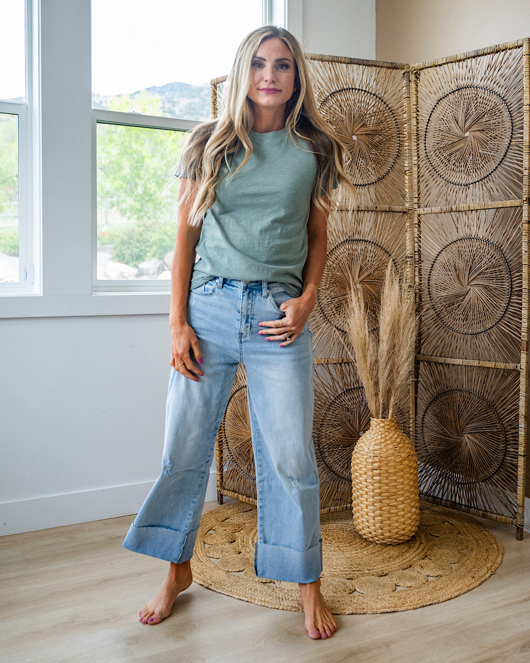 Melinda Short Sleeve Top - Sage Be Cool