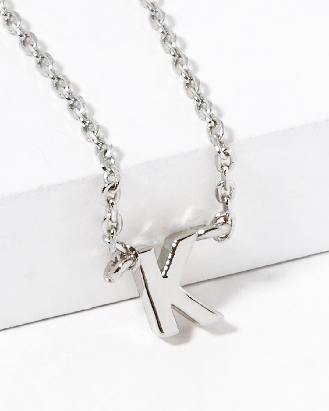 Dainty White Gold Initial Necklace - Pick Your Initial  Trendy Wholesale One Size K 