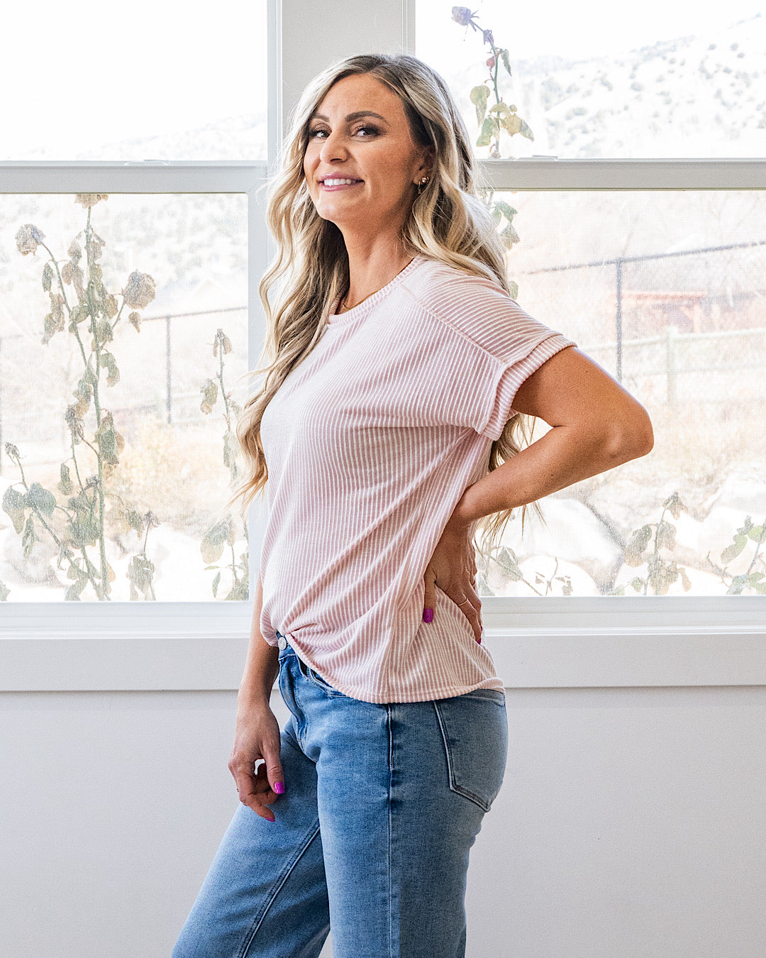 NEW! Gabby Contrast Corded Top - Pink Lovely Melody