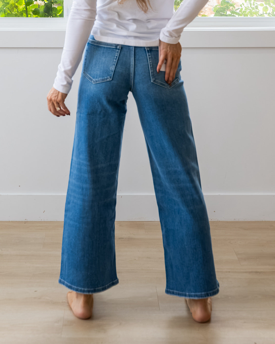 NEW! Vervet Kristen Leopard Contrast Wide Leg Jeans