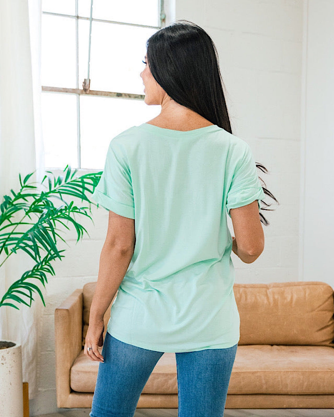 Bexley Mint Boyfriend V Neck Top  Sew In Love   