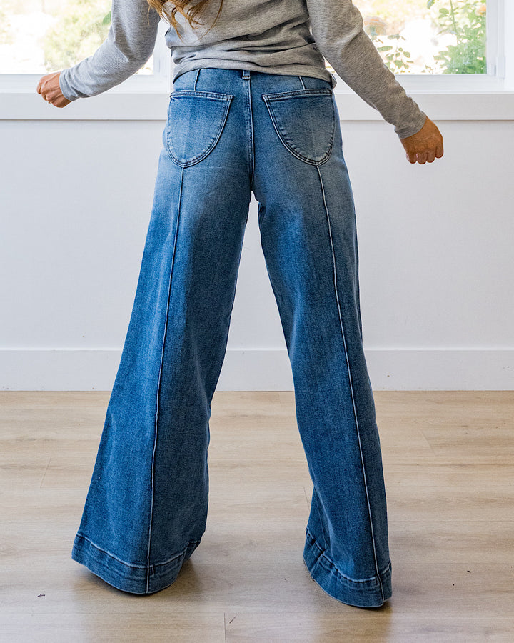 NEW! Judy Blue Hattie Front Seam Wide Leg Jeans - Short, Regular and Long Judy Blue