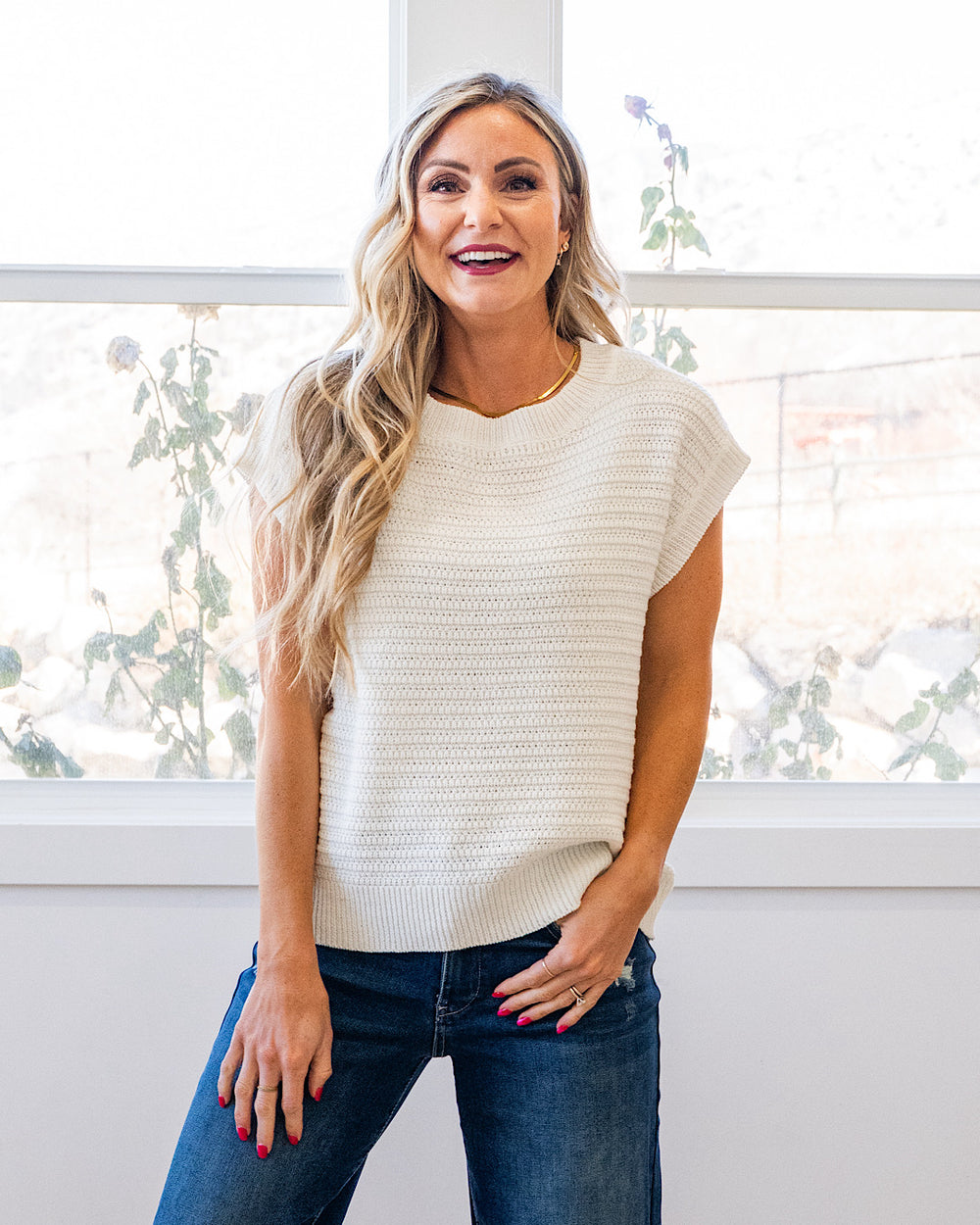 Blindsided Crochet Knit Top - Off White Be Cool