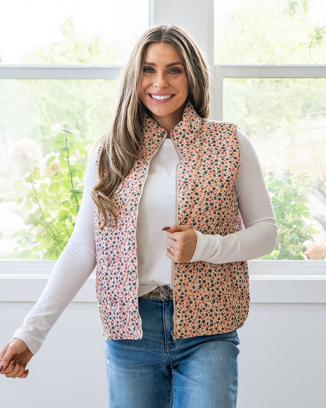 Juliana Floral Print Corduroy Vest - Color Options Availble! Arrow Twenty Two Pink