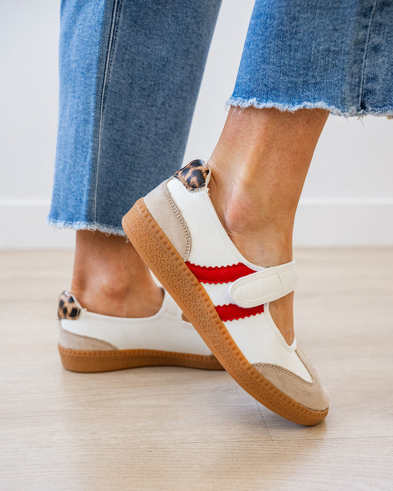 NEW! Corkys Calm Down Mary Jane Sneakers - White & Red Corkys Footwear