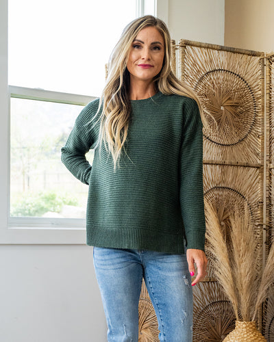 Leslie Side Slit Sweater - Kale Staccato