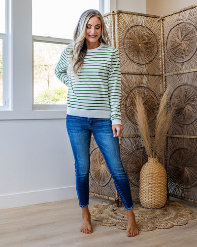 Camila Striped Crewneck Sweater - Green  Staccato   