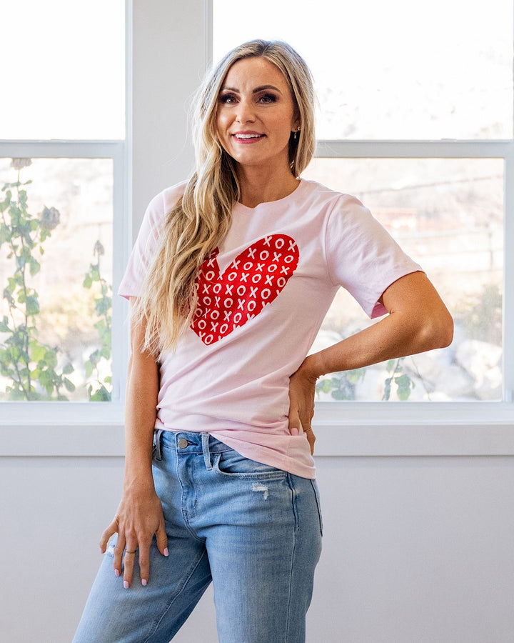 NEW! XOXO Red Heart Pink Tee Kissed Apparel
