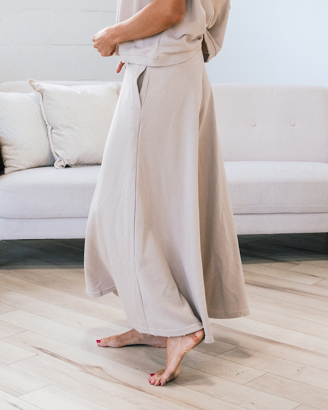 Rochelle Taupe Polo Top and Wide Leg Pant Set FINAL SALE  Ces Femme   