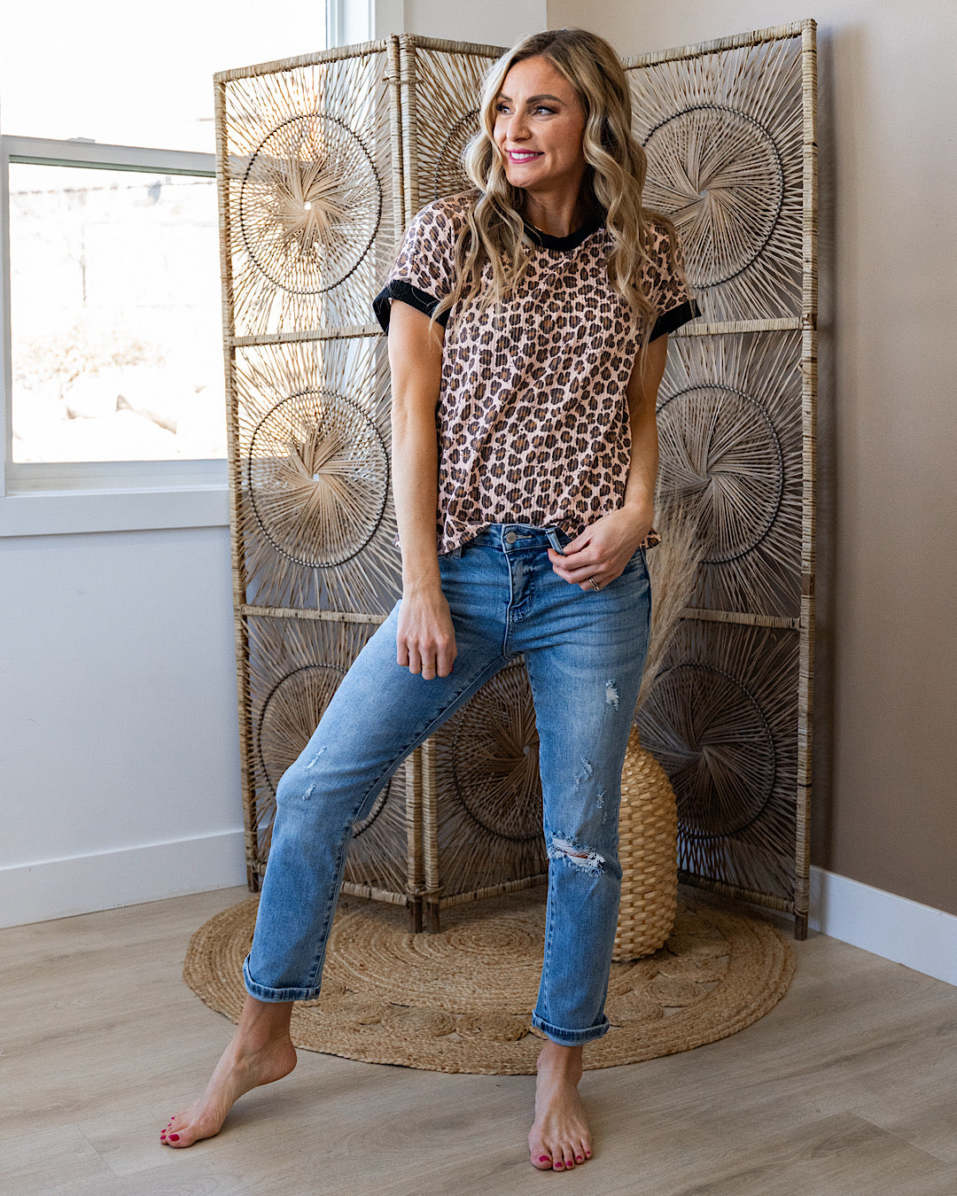 Dina Corded Leopard Top Lovely Melody