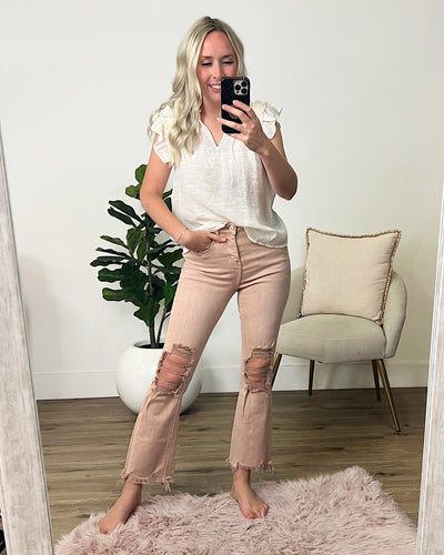 Lovervet Serena Crop Flare Control Top Jeans - Cameo Rose  Vervet   