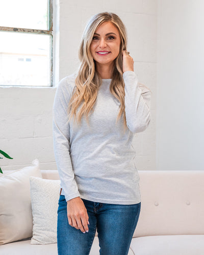 NEW! Ampersand Ave Long Sleeve Lulu Top - Heather Gray  Ampersand Ave   