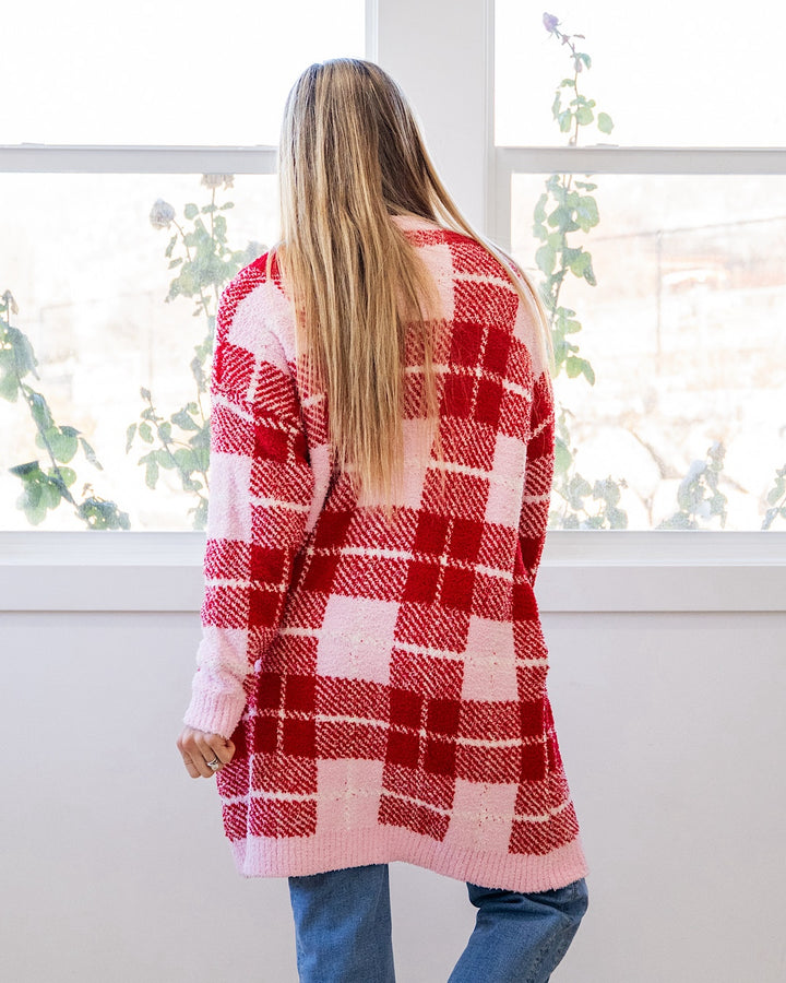 NEW! Valentine's Day Cloud Open Cardigan - Plaid Blakeley