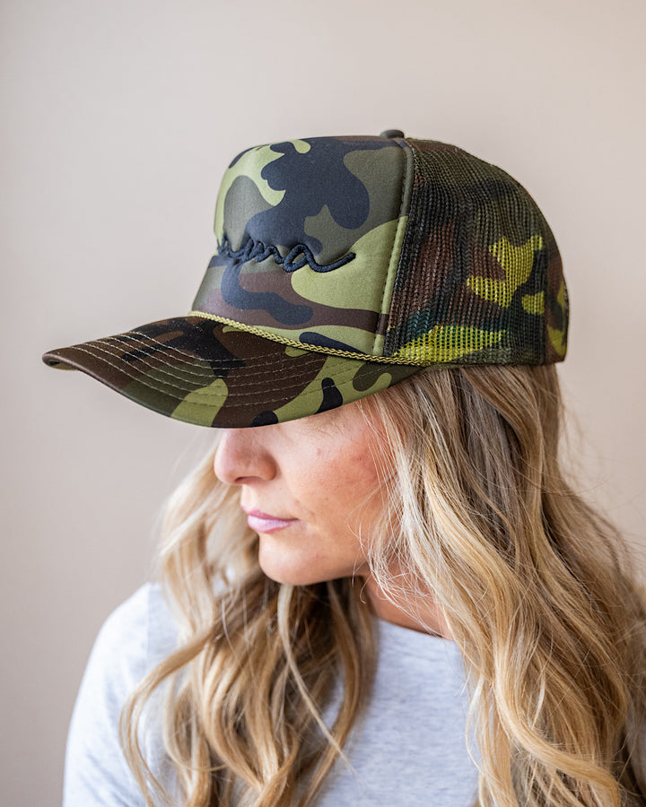 NEW! Mama Camo Trucker Hat - Army Green D&E