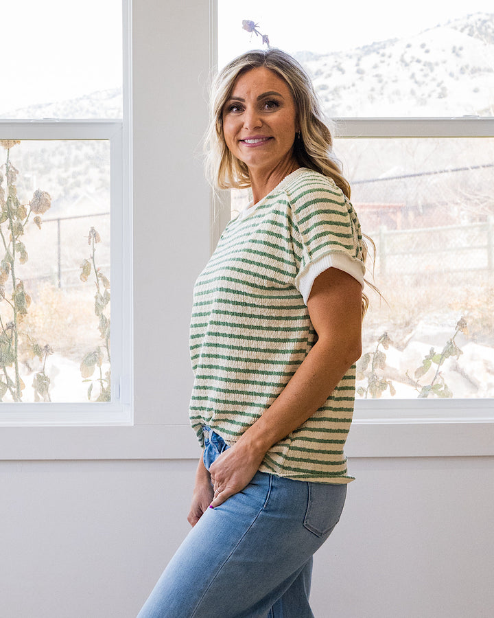 NEW! Devri Textured Striped Top - Sage