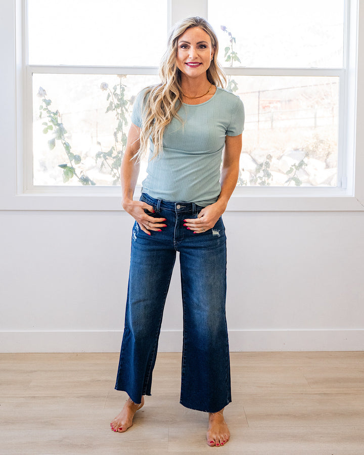 NEW! Breckin Ribbed Top - Seafoam