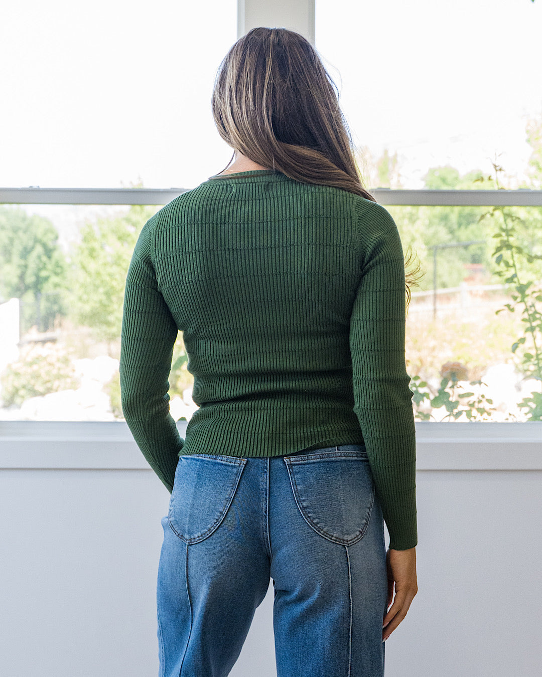 NEW! Kaya Raised Stripe Sweater - Moss Be Cool