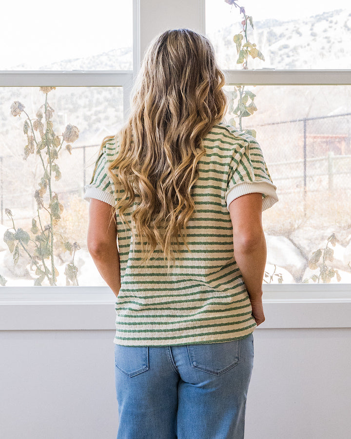 NEW! Devri Textured Striped Top - Sage