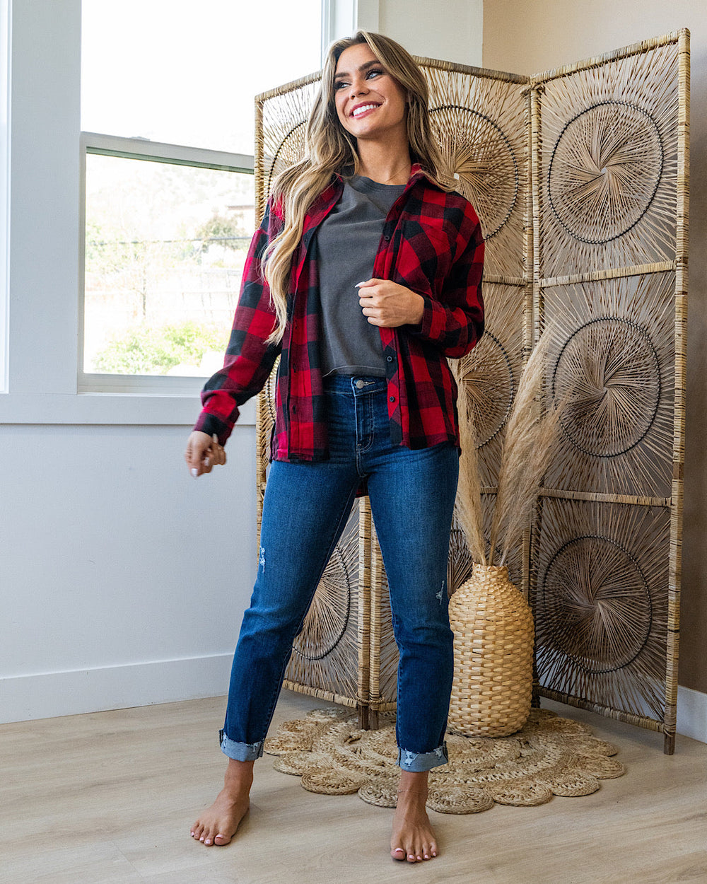 Devri Plaid Flannel Top - Cherry Be Cool