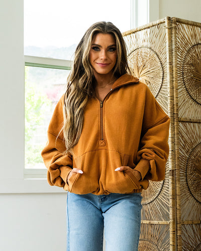 Ampersand Ave Oversized HalfZip Sweatshirt - Maple  Ampersand Ave   