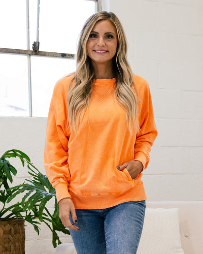 Girlfriend Crewneck Sweatshirt - Ash Light Orange  Zenana   