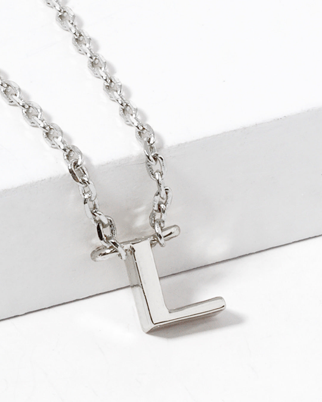 Dainty White Gold Initial Necklace - Pick Your Initial  Trendy Wholesale One Size L 