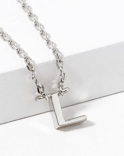 Dainty White Gold Initial Necklace - Pick Your Initial  Trendy Wholesale One Size L 