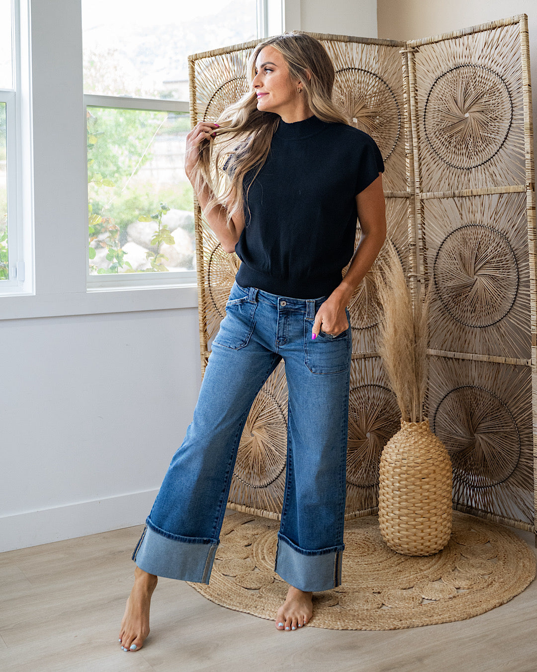 Camila Cap Sleeve Knit Top - Black Sew In Love