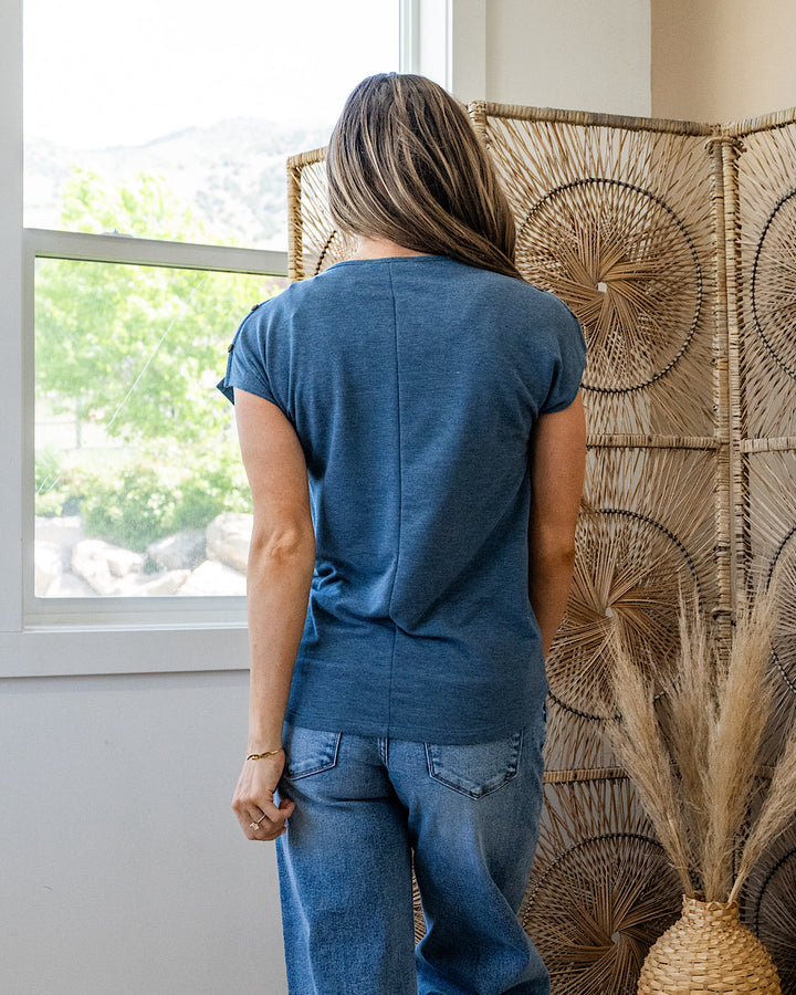 Can You See Me Caged Sleeve Detail Top - Teal SALE Staccato