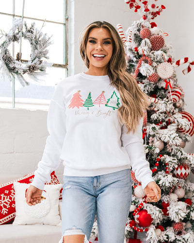 Merry & Bright Christmas Tree Ivory Sweatshirt FINAL SALE  HRT&LUV   