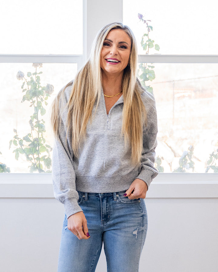 NEW! Dakota Half Zip Pullover - Light Heather Gray Reflex