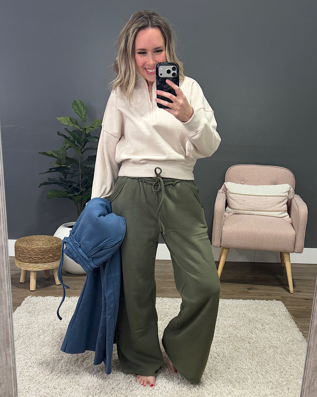 Wide Leg Lounge Pants - Dusty Blue Zenana