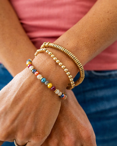 NEW! Gold and Multi Colored Beaded Bracelet Set  Trendy Wholesale   