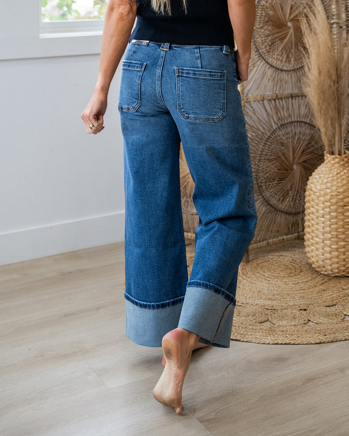 KanCan Risk Taker Rolled Hem Wide Leg Jeans KanCan