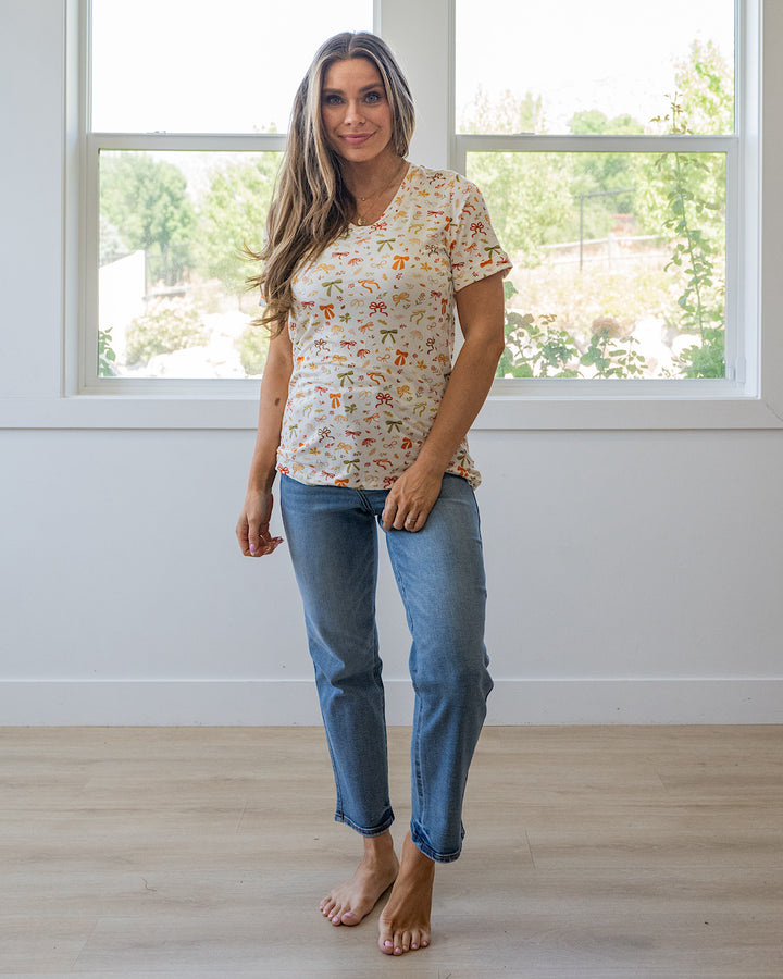 NEW! Sophie V Neck Top - Harvest Bows Michelle Mae