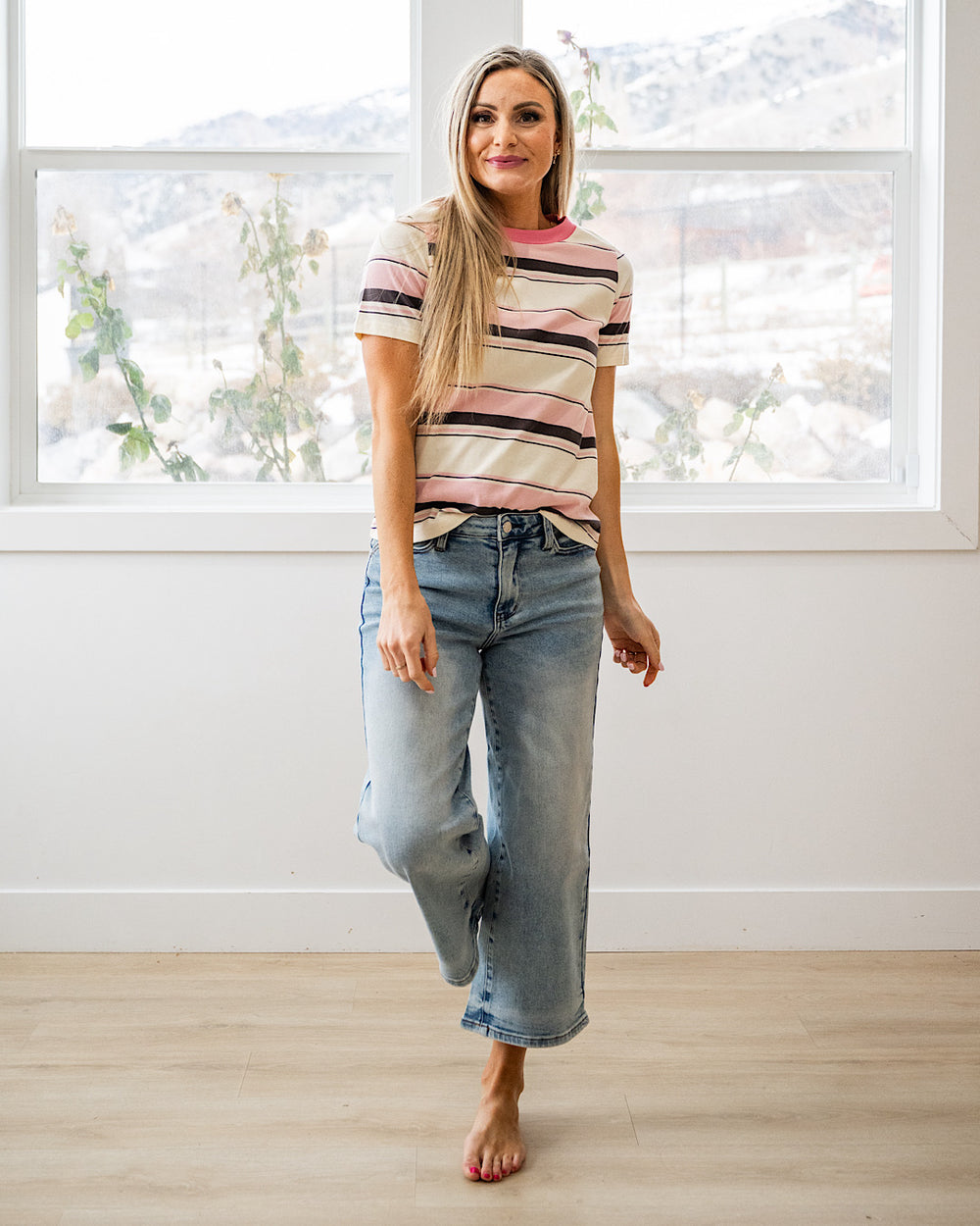 Anna Multi Stripe Top - Pink Staccato