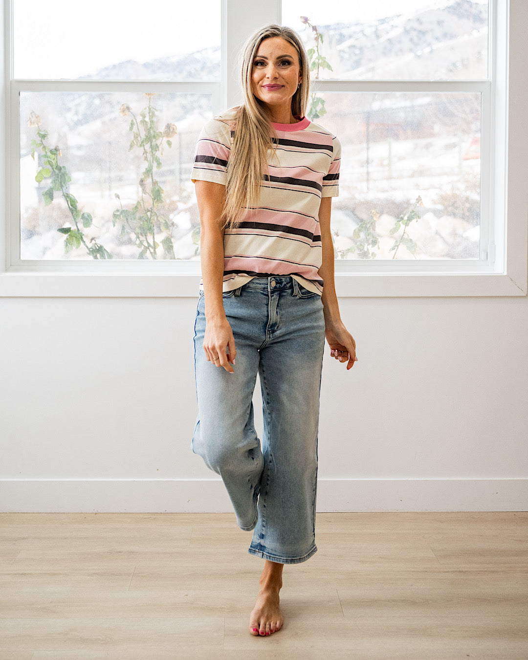 Anna Multi Stripe Top - Pink Staccato