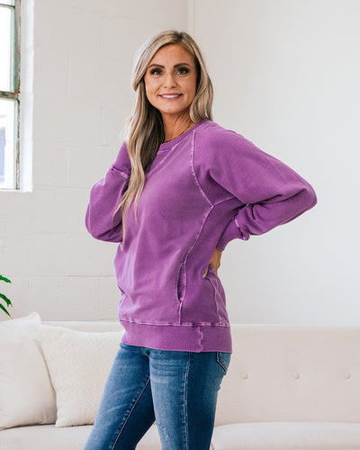 Girlfriend Crewneck Sweatshirt - Light Plum  Zenana   