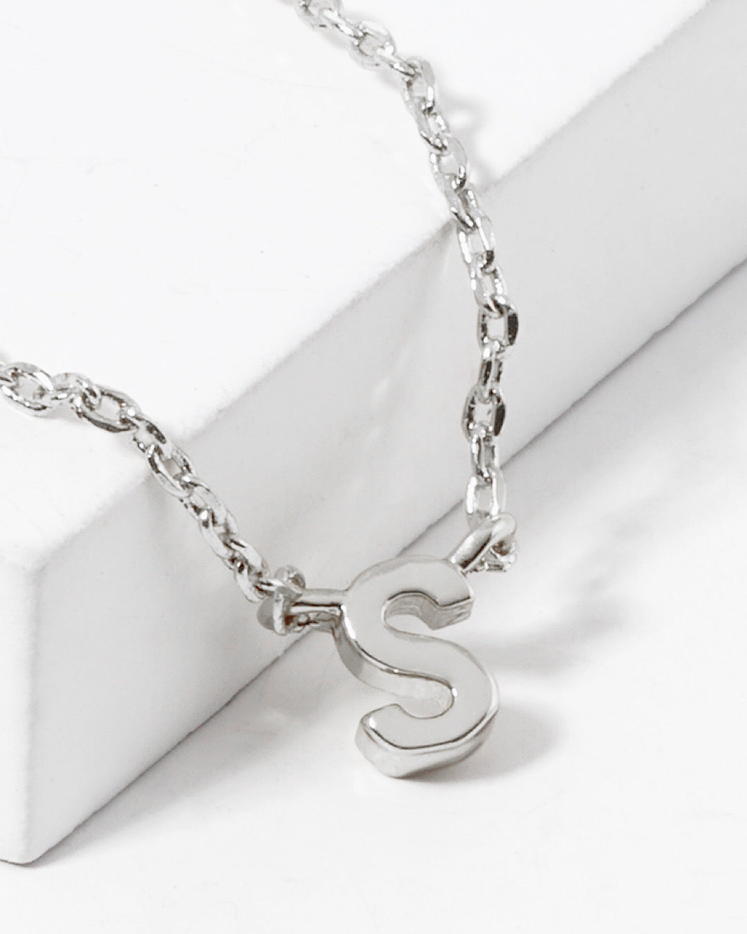 Dainty White Gold Initial Necklace - Pick Your Initial  Trendy Wholesale One Size S 