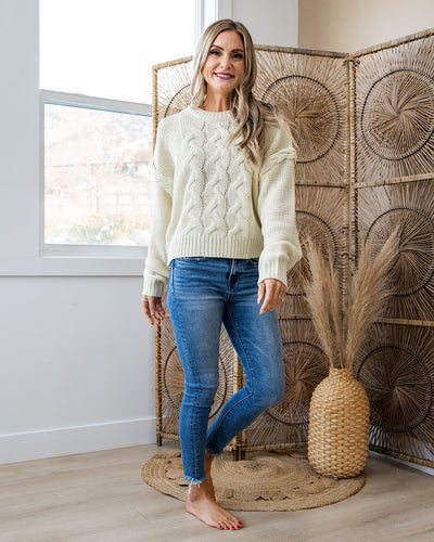 NEW! Madison Cable Knit Braided Detail Sweater - Cream Heyson