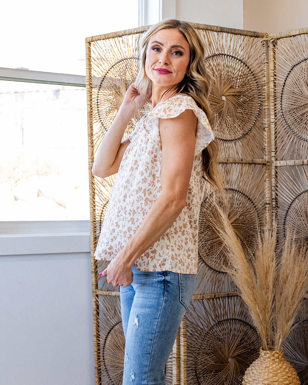 Cambree Smocked Baby Doll Top - Taupe SALE Staccato