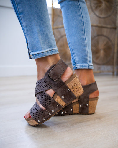 Corkys Guilty Pleasure Wedge Sandals - Bronze FINAL SALE  Corkys Footwear   